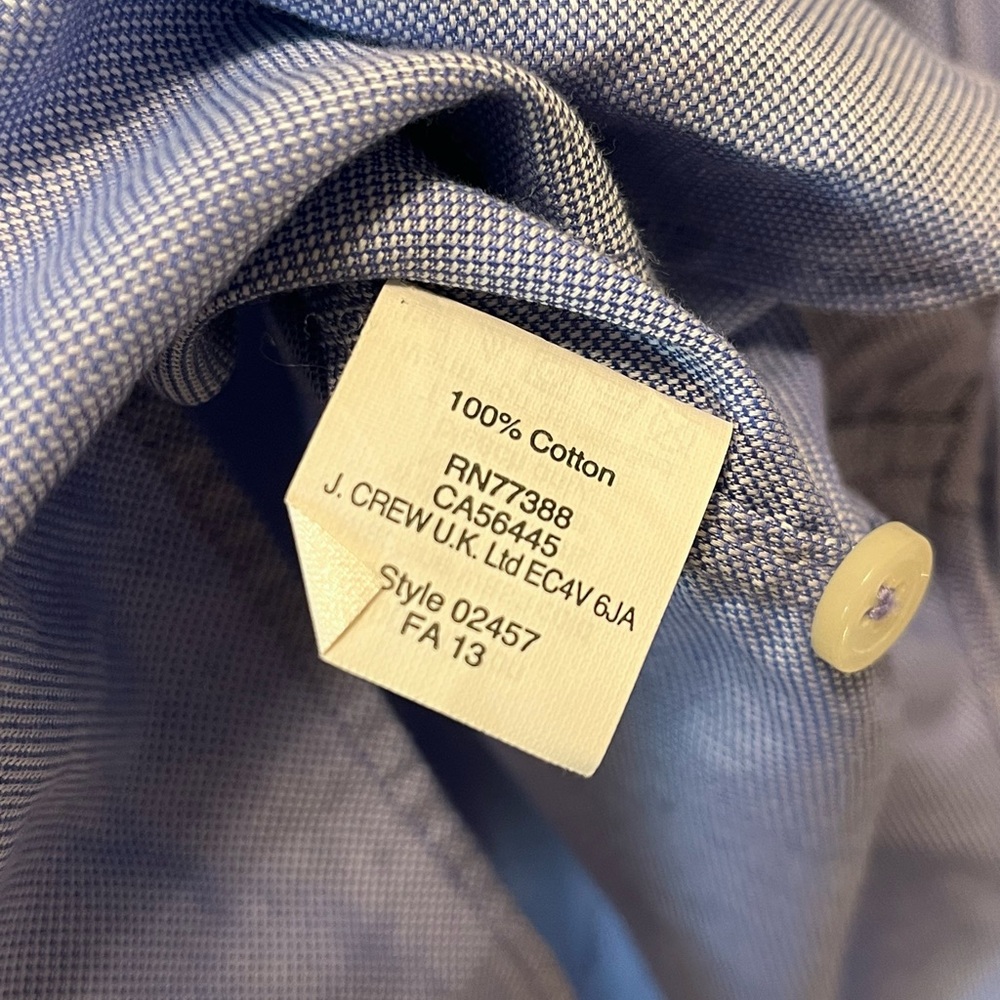 J.CREW Thompson Shirtings 80's 2-Ply Long Sleeve Shirt XL Blue 17-17 1/2 Career - Picture 11 of 14